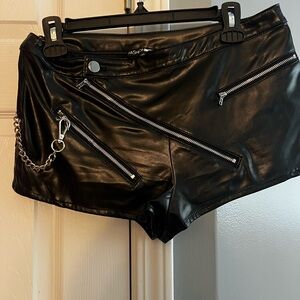 Fashion Nova Black High Waist Faux Leather Shorts